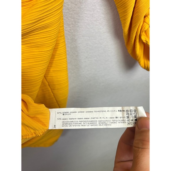ZARA Women Textured Yellow Long Sleeve Oversized Tunic Top Shirt Size M - Picture 5 of 9